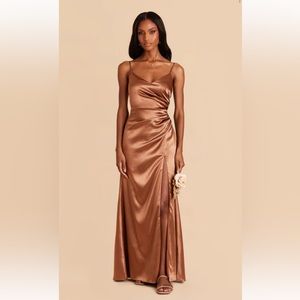 Rust satin birdy grey dress